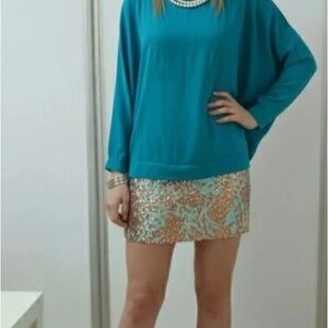 Stylish Teal and Gold Women's Skirt